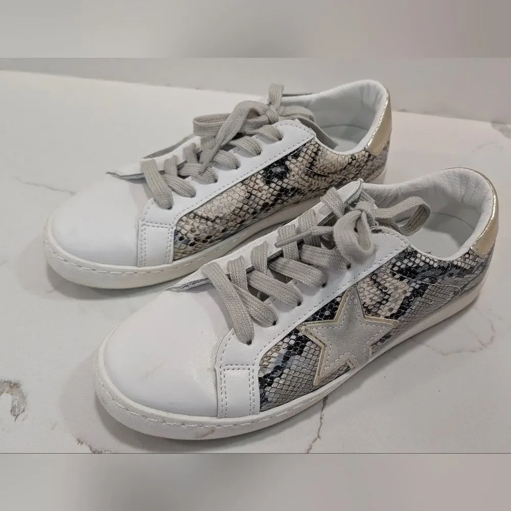 Vintage Havana Bianca Snake Low Top Sneakers White Silver Gray Star Trainers 4